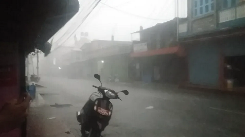 Water in the pond since morning on Pokhara