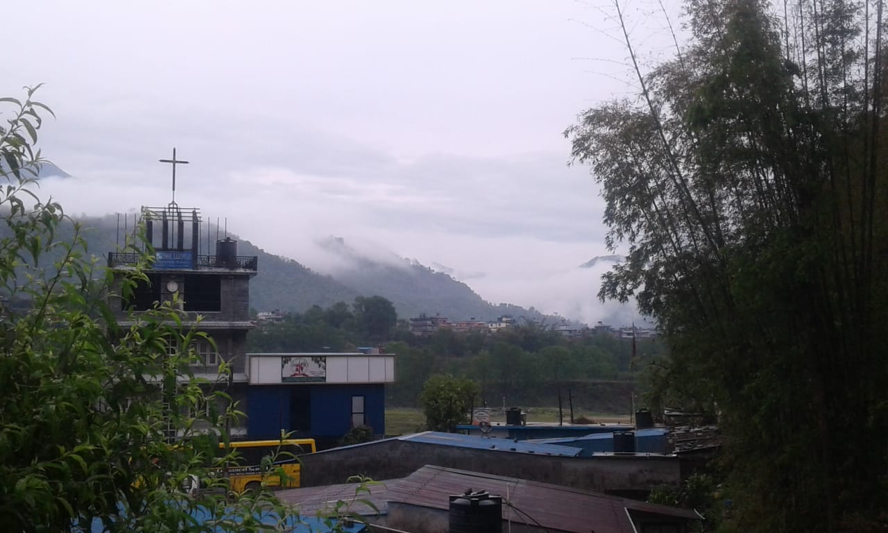 Moring rainfall Pokhara today in Simpani