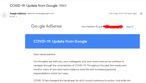Update from Google Adsense Important Notice