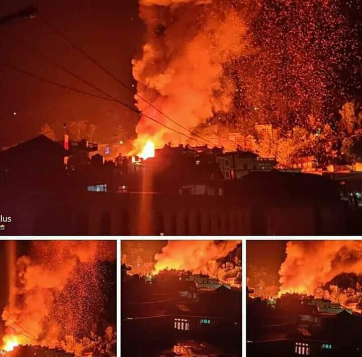 Fire at Fungling Bazaar in Taplejung