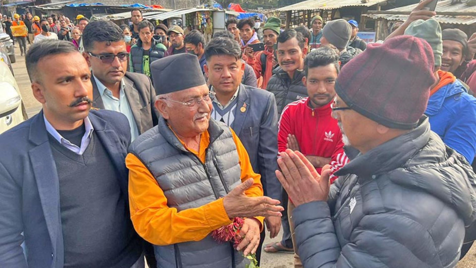 Janardan Sharma welcomed Oli who reached Jajarkot