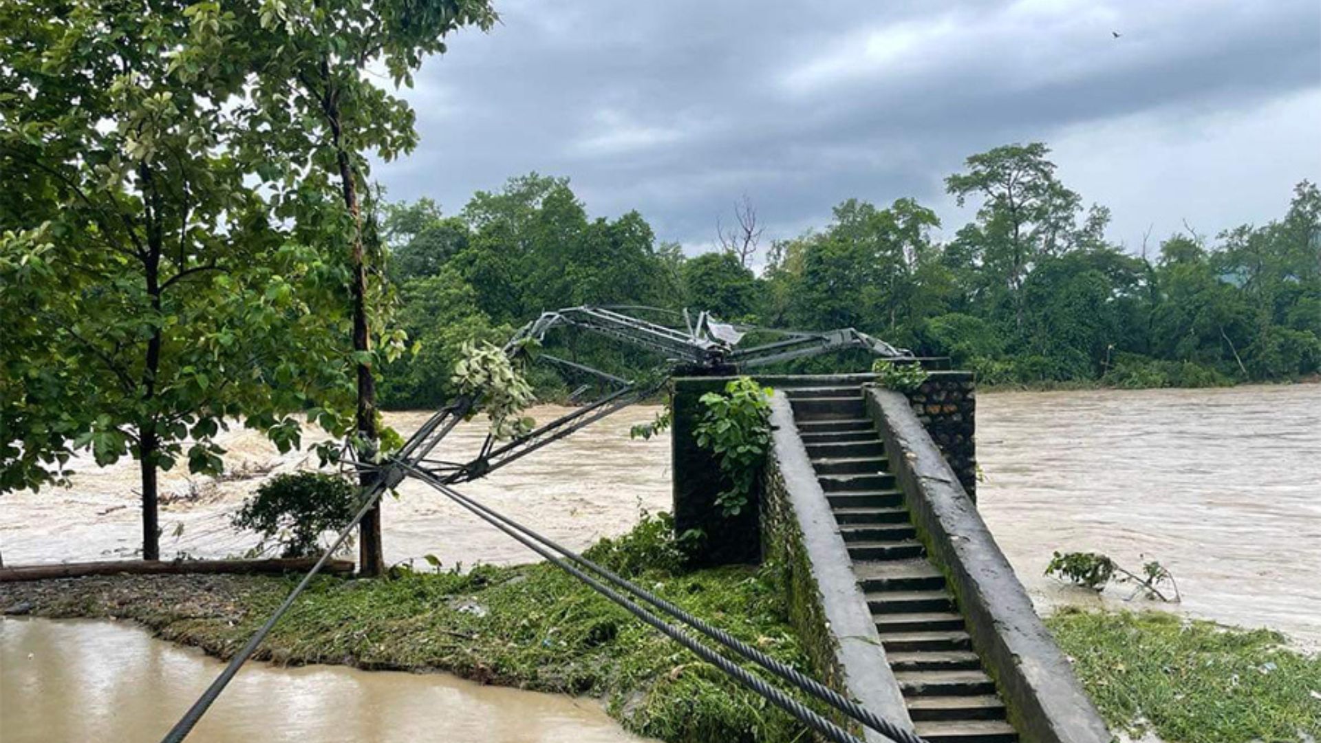 The Suspension Bridge Connecting Narayangadh-Nagarvan Collapsed