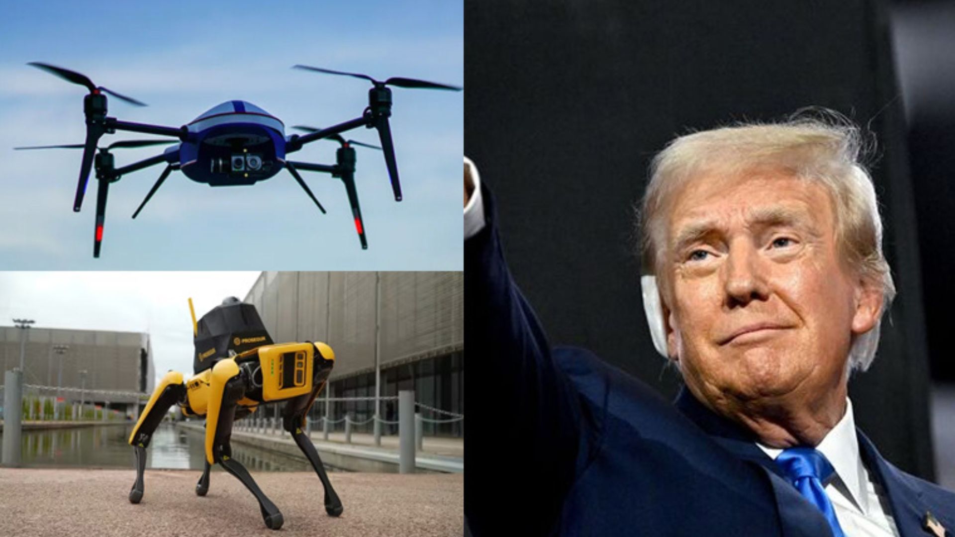 Drones And Robotics Dogs Deployed To Protect Trump
