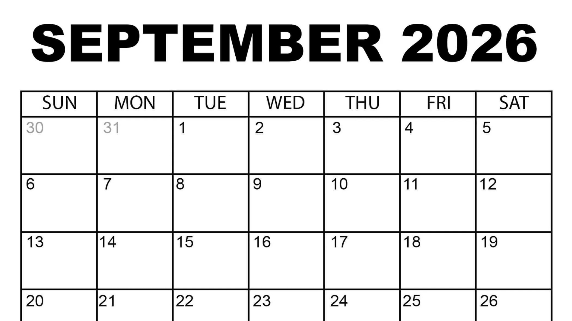 Welcome To September 2026